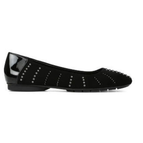 New Donald J Pliner Darren Black Studded Suede & Patent Leather Ballet Flat 8.5 - Picture 10 of 11